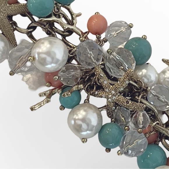 Sea Animal Charm Bracelet with Lucite, Coral, and Turquoise Beads - Picture 3 of 11